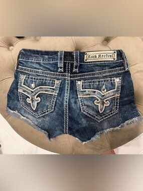 Rock Revival Dark Wash Embellished Denim Shorts